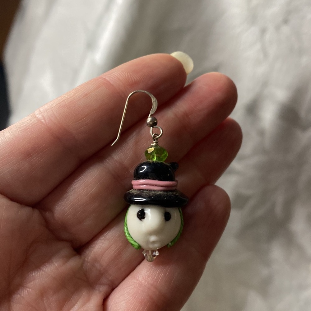 Handcrafted Witches Head Earrings - Picture 4 of 4
